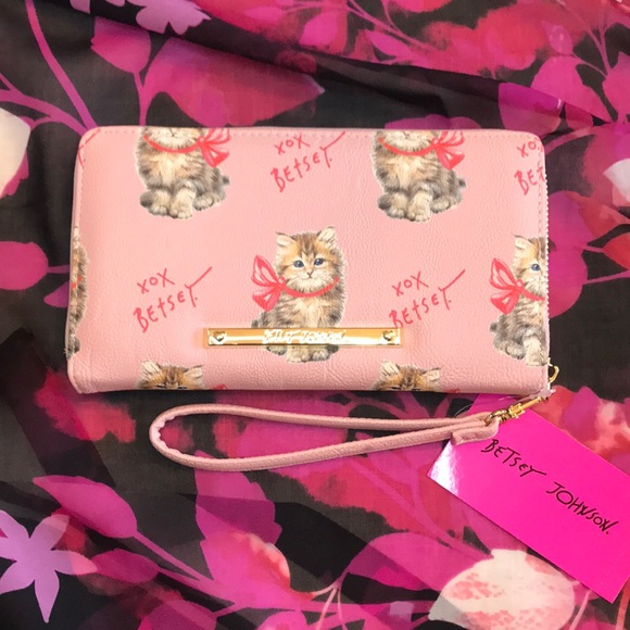 Brand New Betsey Johnson Pink Zippered Cat Wallet - Picture 12 of 14